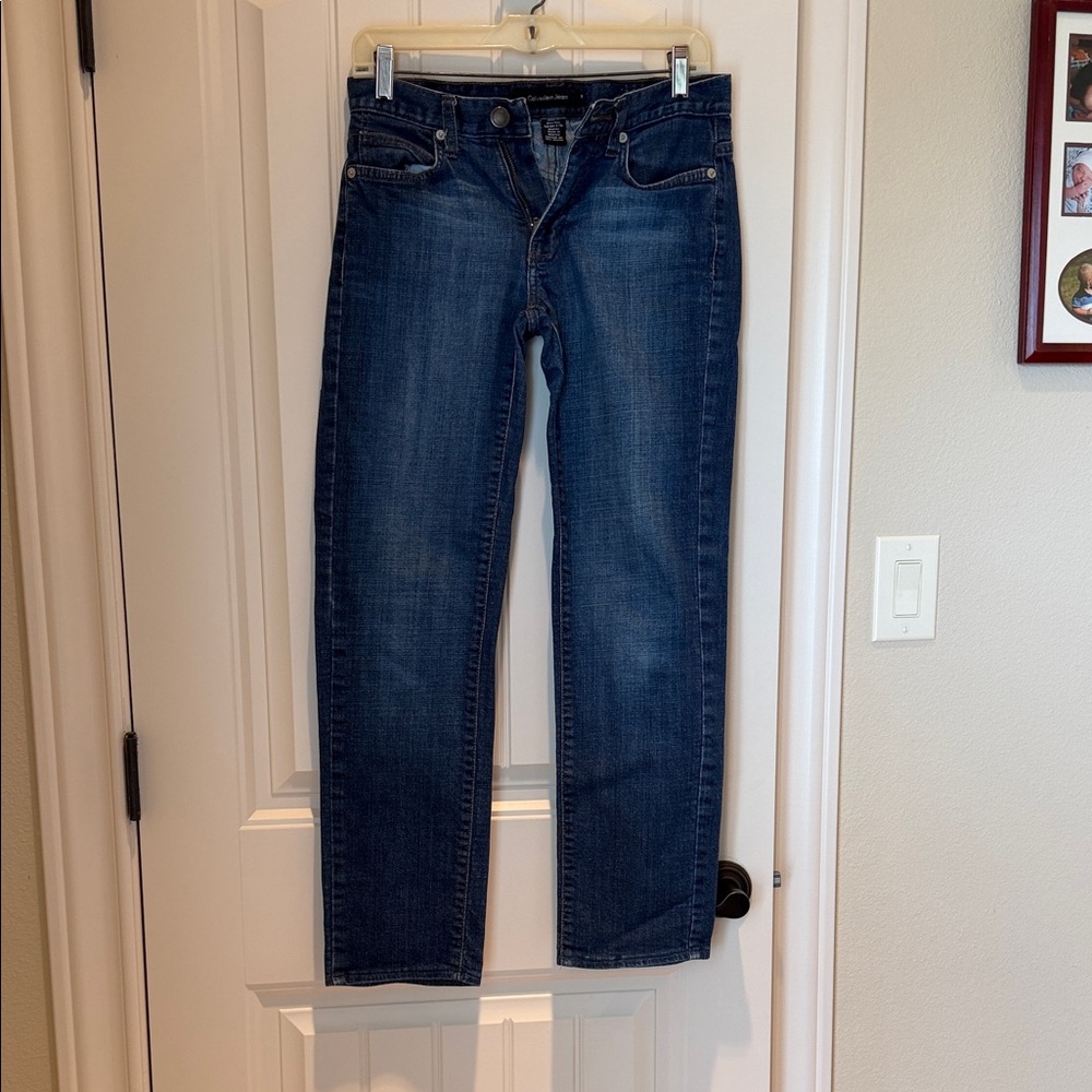 Calvin Klein Jeans dark indigo waist label jeans